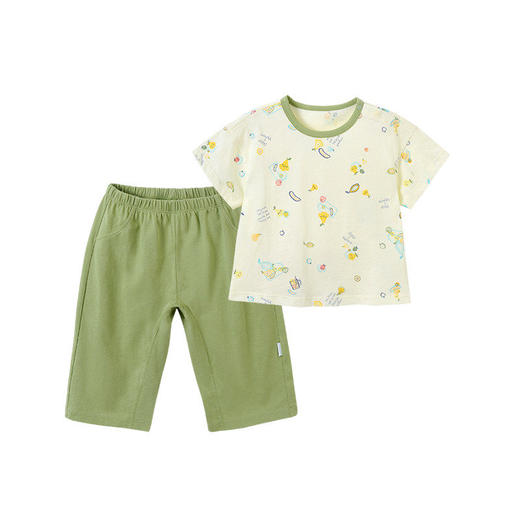 英氏儿童两件套装短袖短裤纯棉打底上衣透气短T恤夏季YLNCJ22006A 商品图4