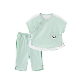 英氏儿童喜竹中袖套装夏季新品宝宝唐装汉服童装YZJCJ12020A