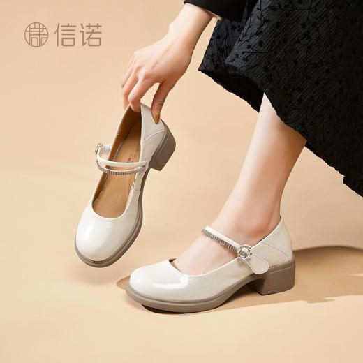 信诺一字扣带玛丽珍2026年春季新款软底舒适皮鞋浅口时尚百搭女鞋X6C153-18 商品图3