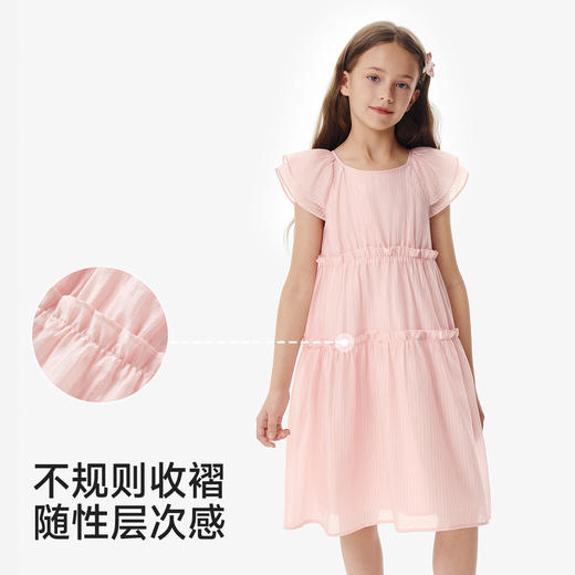 【莱赛尔】英氏儿童裙子女童夏季短袖圆领休闲小飞袖连衣裙女宝公主裙 商品图4
