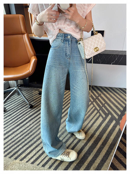 YAW5010烫钻弯刀牛仔裤 商品图3