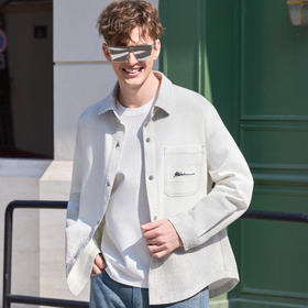半身缘男装 春季舒适百搭渐变水洗牛仔绣标衬衫261212P01010229