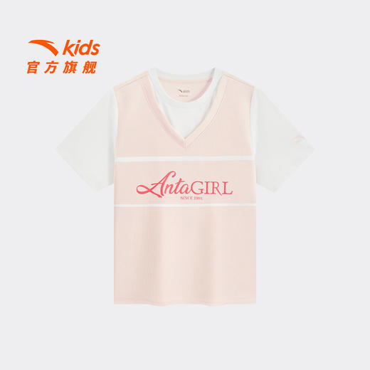 安踏儿童短袖女童针织衫2026年夏季新款透气亲肤大童潮流T恤362628130 商品图0