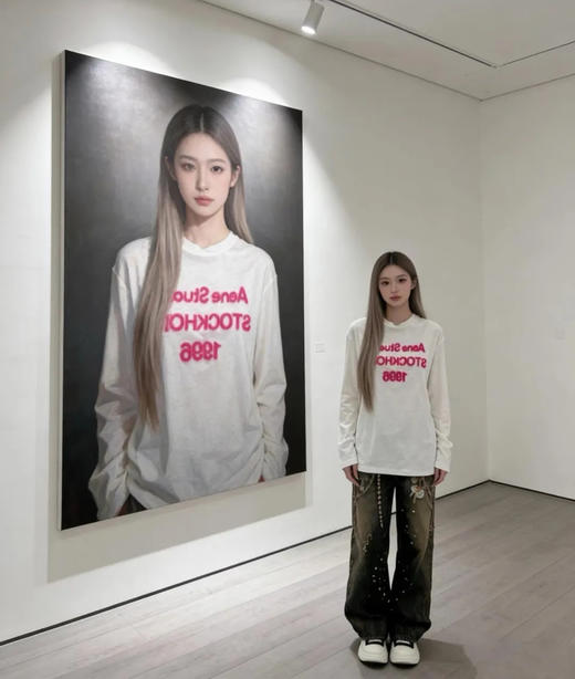 【sm1】细腻植绒工艺设计！情侣时尚休闲长袖T恤！！ 商品图0