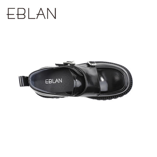 伊伴2026春季复古摩登双扣厚底增高孟克乐福鞋B26125120 商品图2