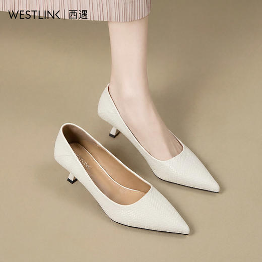 西遇尖头高跟鞋女2026春季新款浅口细跟单鞋百搭优雅气质宴会鞋子V0466286 商品图1
