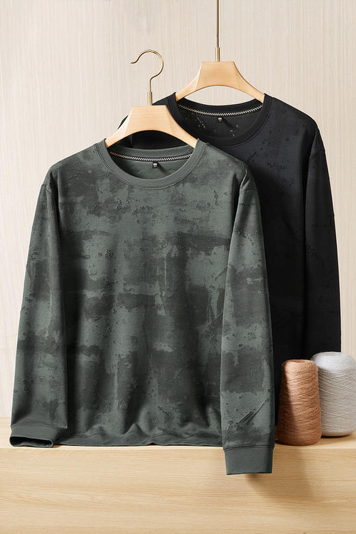 【DDS】大依优型大码男装春季圆领卫衣百搭潮流透气长袖T恤打底衫上衣 商品图5