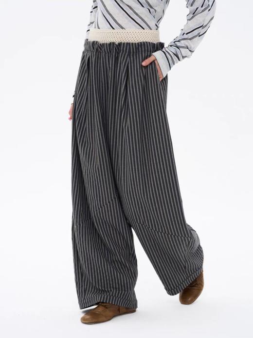 local tag/lt26ssk26/纽约散步 镂空织带拼腰条纹裤 商品图3