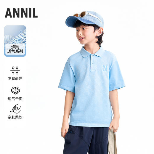 【实体店同款】男童翻领短袖针织衫夏季新款安奈儿童装AB621119 商品图0
