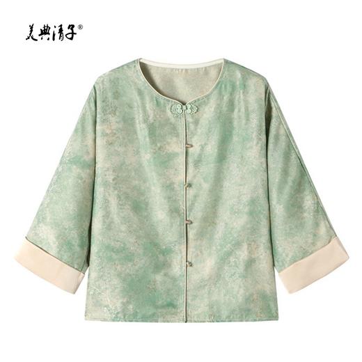 新中式盘扣人丝提花圆领七分袖单排扣外套 商品图4