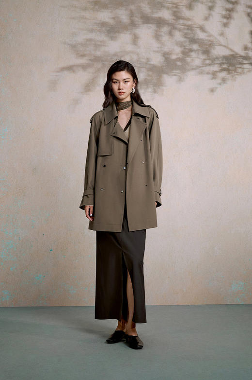 【高品质私服】【ZZ经典棕色英伦休闲风衣】面料柔韧垂感斜纹，触感如丝缎般柔滑G1529-CC【无标出货 介意慎拍】 商品图1