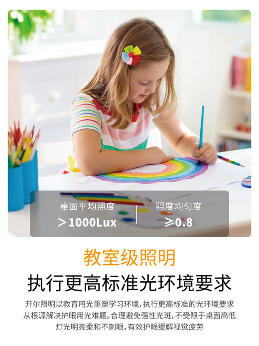 「明亮护眼」开学好礼·开尔全光谱大路灯 学生用护眼灯    瀚哲 商品图3