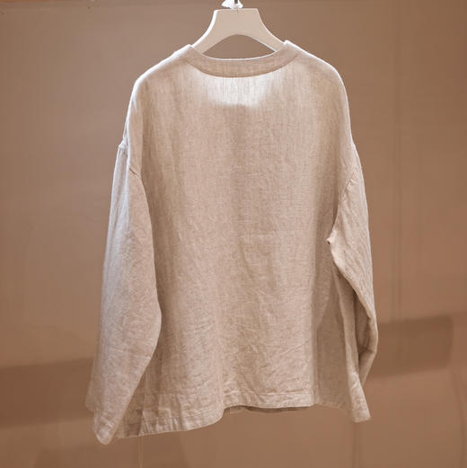 黄阿福 重磅亚麻斜纹圆领开衫 商品图3