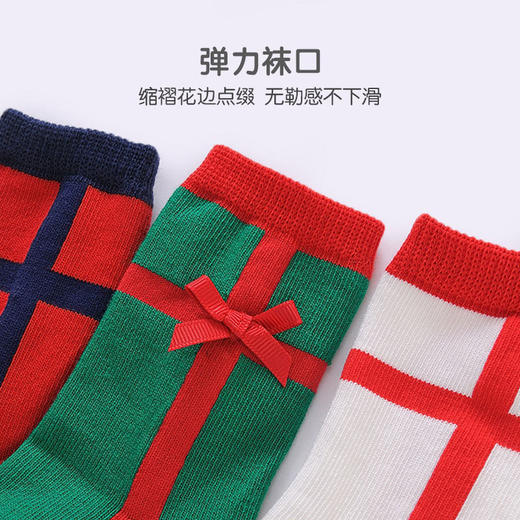 英氏婴儿袜子儿童女新年袜秋冬款3双装中筒袜YIWJJ31094A 商品图1