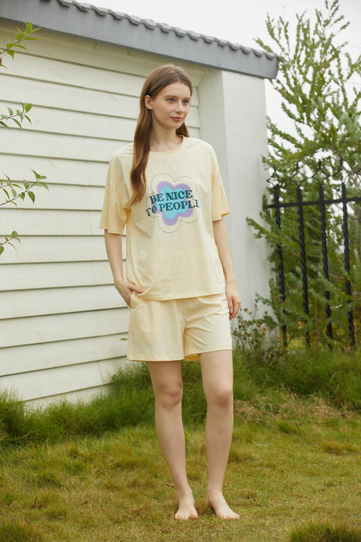 【69元限时秒杀】【秀黛】女圆领花花短袖套装女士夏季睡衣家居服L2551046T【门店同款】【如遇缺货自动退款，介意勿拍】 商品图1