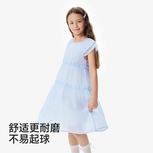 【莱赛尔】英氏儿童裙子女童夏季短袖圆领休闲小飞袖连衣裙女宝公主裙 商品图3