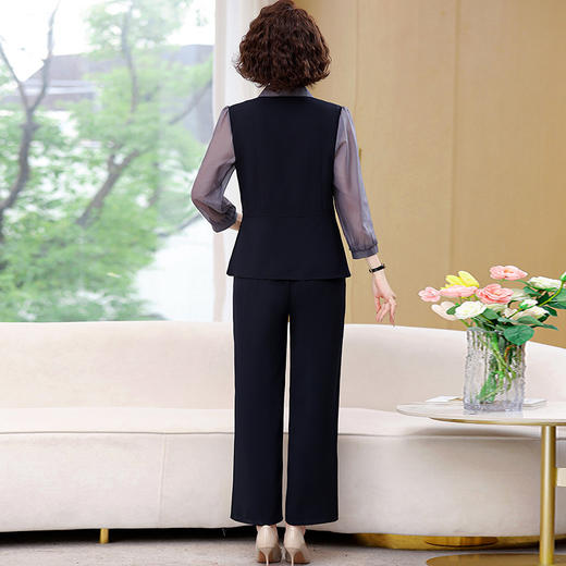 雀说春夏新款小衫套装中老年气质上衣长袖衬衫新中式两件套阔腿裤WAL 商品图1