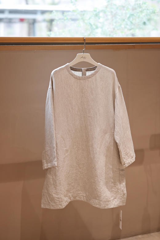 黄阿福 重磅亚麻斜纹长罩衫 商品图0