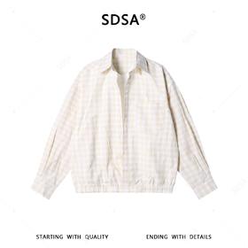 SDSA男装2026新款高贵轻奢韩版复古撞色格纹假两件长袖衬衫百搭