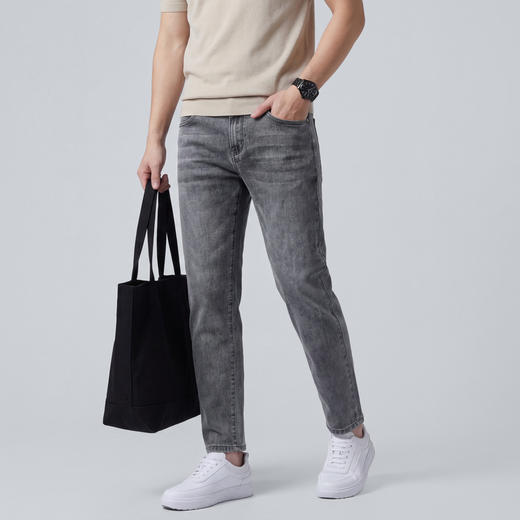 【含棉】圣得西牛仔裤2026新款男春季时尚百搭休闲修身小脚九分裤 商品图7