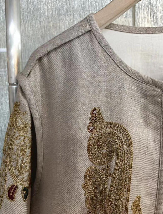 原单新款重磅提花金丝线亚麻外套 商品图1