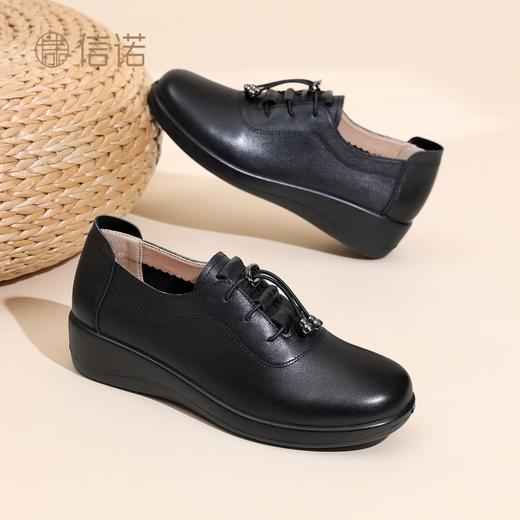 真皮老人皮鞋女超软软底春秋款平底中老年妈妈鞋舒适深口奶奶单鞋6C9318-17 商品图4