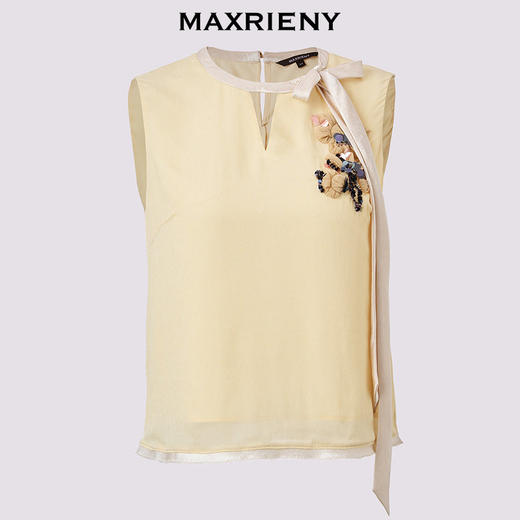 【商场同款】MAXRIENY精致日常感无袖雪纺衬衫立体花小众设计上衣(货号:MC86TP259) 商品图4