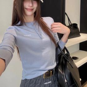 重磅渠道   奶呼呼半开领毛衣  baby雾蓝羊毛针织长袖