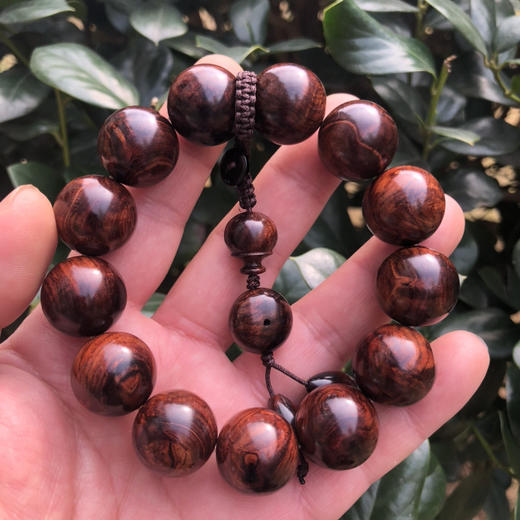 【青山特惠】1.8*13颗沉水级海南黄花梨紫油梨满褶皱水波戴瘤疤老料文玩手串h155 商品图0