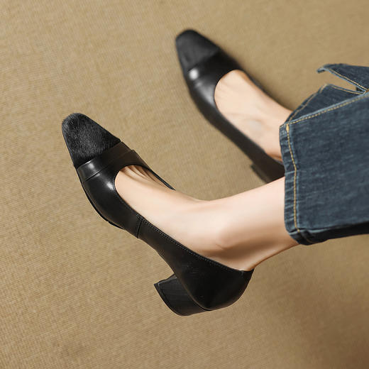 【预售7天】赫本风豹纹拼色浅口单鞋一脚蹬通勤鞋NX&9215 商品图3