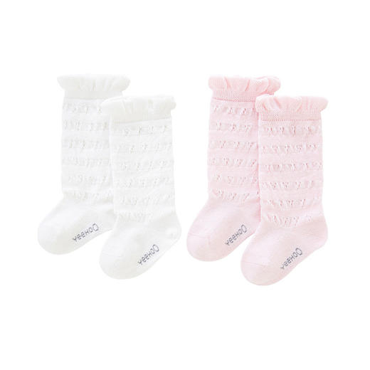 英氏婴儿袜子长筒网眼袜2双装春夏薄款抗菌膝下长袜YIWHJ1P066A YIWHJ1P067A 商品图4