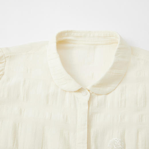 谜底刺绣衬衣短袖2026年夏季新品泡泡袖艺术复古衬衫女262MC0460 商品图3