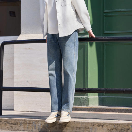 半身缘男裤 春季时尚抗皱垂顺抗磨百搭直筒牛仔裤261201P10130220 商品图1