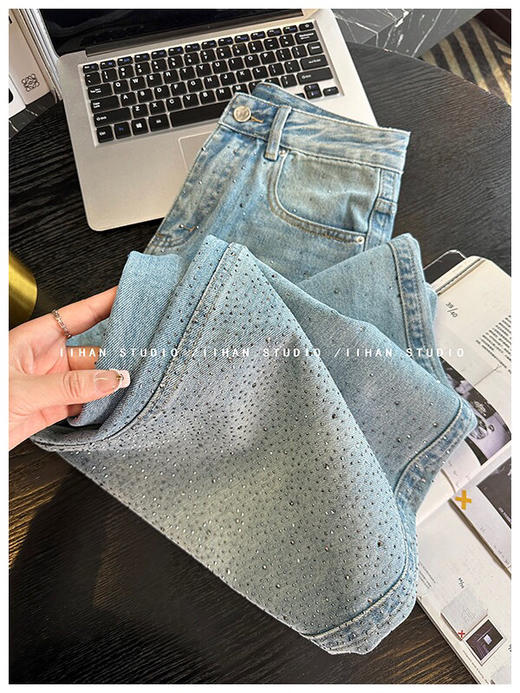 YAW5010烫钻弯刀牛仔裤 商品图8