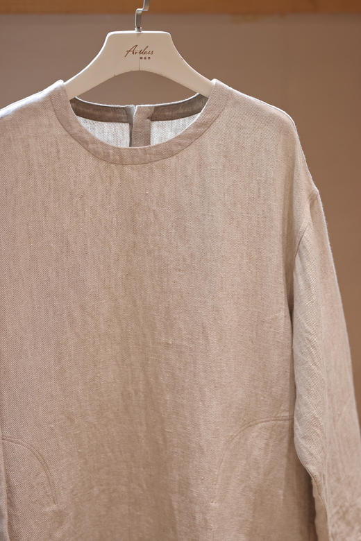 黄阿福 重磅亚麻斜纹长罩衫 商品图1