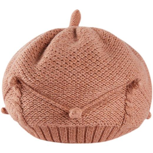 英氏婴儿帽子秋冬新款公主贝雷帽羊毛针织休闲南瓜帽YRPHJ32117A 商品图3