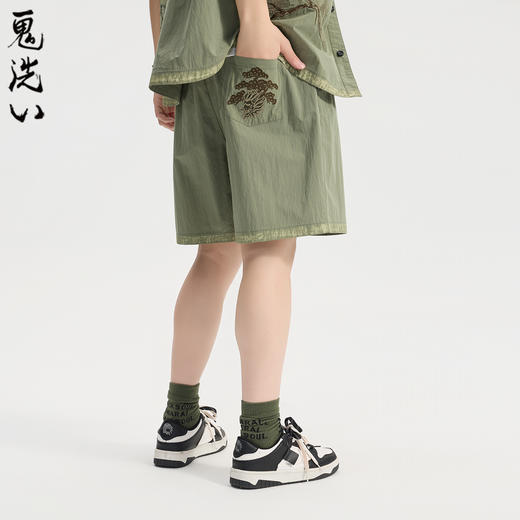 ONIARAI/鬼洗26春夏新品鬼洗常青松刷色宽松中裤休闲裤男 26B0542 商品图0