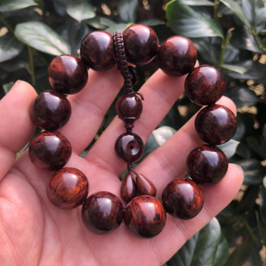 【青山特惠】1.8*13颗海南黄花梨紫油梨满褶皱水波老料文玩手串h135 商品图5