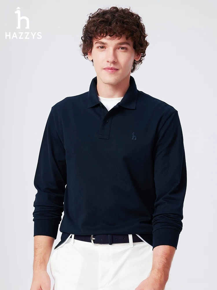 HJS 新品 弹力Polo衫 长袖T恤休闲上衣 CX255