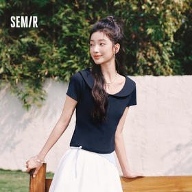 森马POLO衫女夏短款纯色娃娃领短袖正肩修身2026新款温柔气质衣服