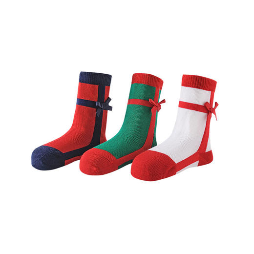 英氏婴儿袜子儿童女新年袜秋冬款3双装中筒袜YIWJJ31094A 商品图4