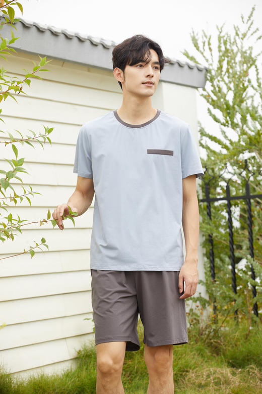 【79元限时秒杀】【秀黛】男圆领简约撞色口袋套装男士夏季睡衣家居服L2550019T【门店同款】【如遇缺货自动退款，介意勿拍】 商品图2
