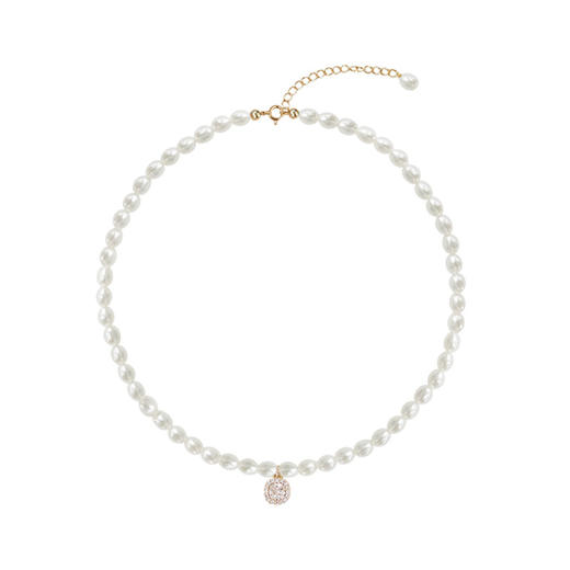 雀说珍珠项链配饰女秋冬轻奢高级感锁骨链新中式锆石方糖吊坠颈链饰品459 商品图4