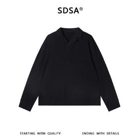 SDSA男装2026新款高贵轻奢松弛感纯色翻领长袖T恤百搭简约上衣
