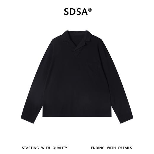 SDSA男装2026新款高贵轻奢松弛感纯色翻领长袖T恤百搭简约上衣 商品图0