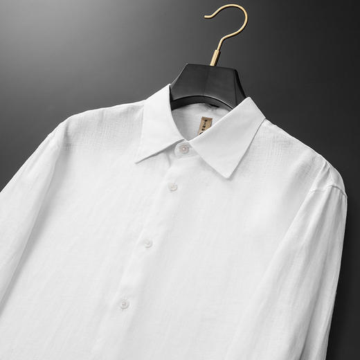 【DG】【亚麻】大依优型大码男装春季长袖翻领衬衫亚麻商务休闲百搭上衣T恤 商品图4