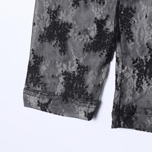 26T110SDSA男装2026新款高贵轻奢韩系撞色花卉蕾丝圆领长袖T恤百搭休闲 商品图4