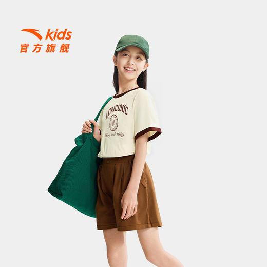 安踏儿童女大童针织短袖衫2026年夏季新款水光棉中大童纯棉短袖T 362628102 商品图2