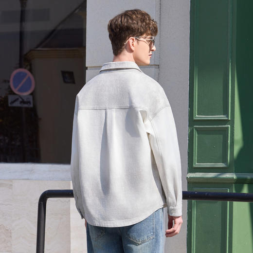 半身缘男装 春季舒适百搭渐变水洗牛仔绣标衬衫261212P01010229 商品图4