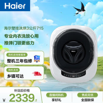 海尔（Haier）洗衣机小型全自动 内衣婴儿懒人洗衣机 壁挂洗烘一体家用 3KG除菌螨 家电补贴20% 一级能效云溪715 商品图6